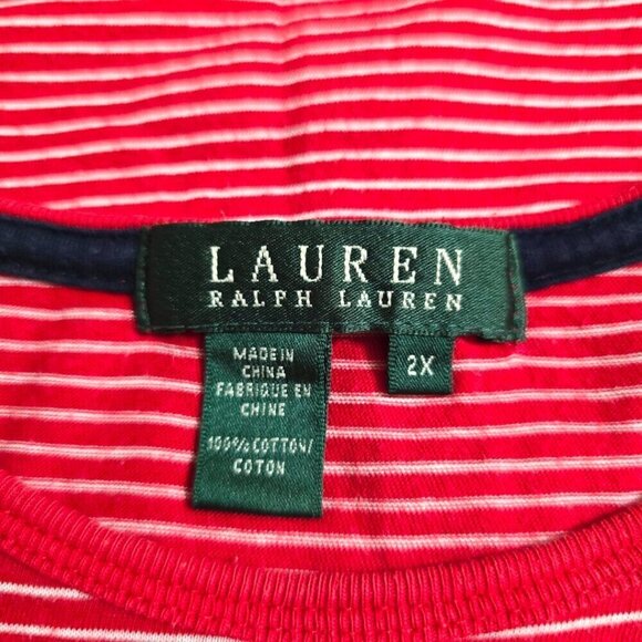 Ralph Lauren Red Striped Nautical Cotton Tee Shirt Sz 2X - Picture 6 of 7